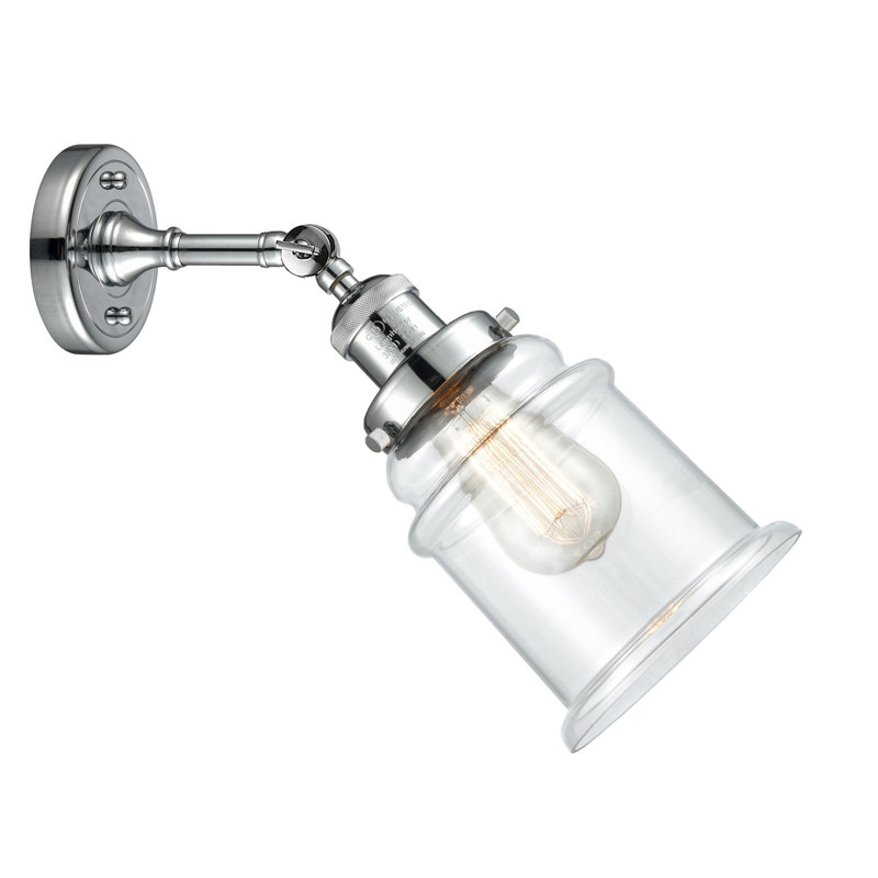 Applique murale de salle de bain à intensité variable 1 lumière Galaviz, Ampoule DEL 6 watts Vinage, Transparent, Chrome poli