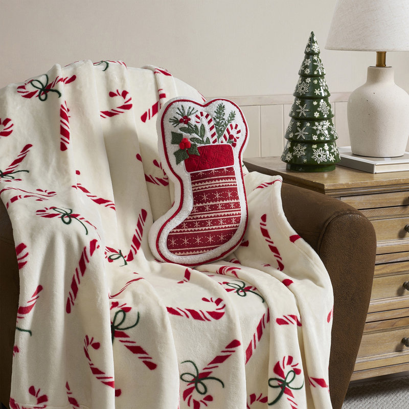Hallmark 8" X 16" Red Stocking Shaped Holiday Decorative Pillow