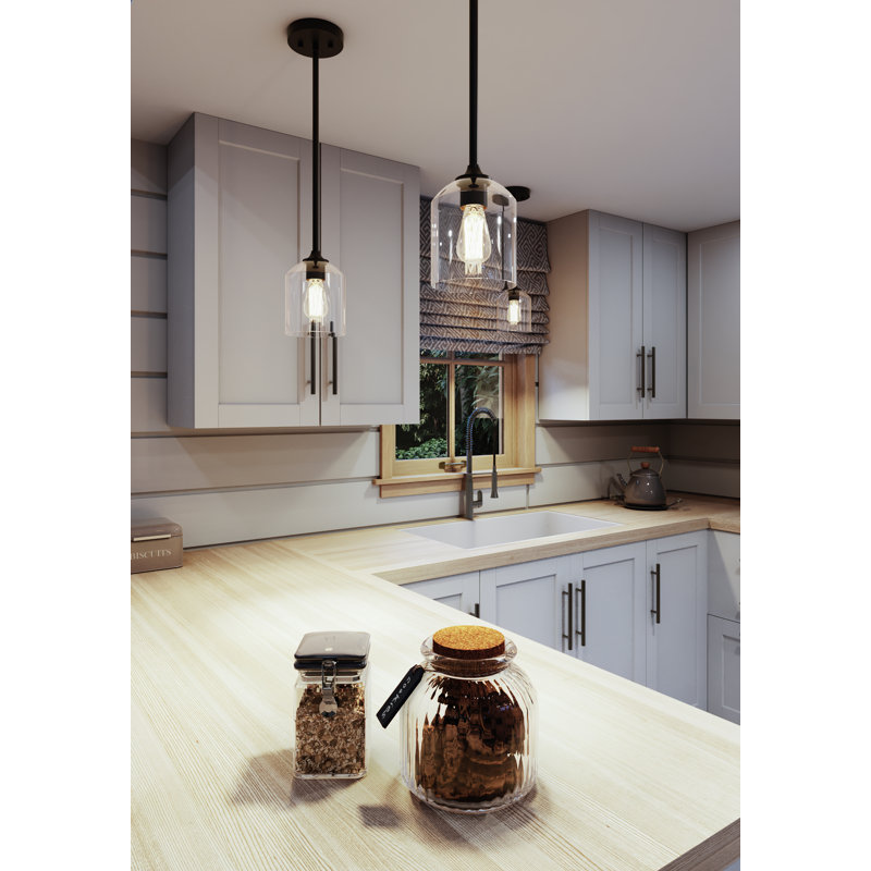 Luminaire suspendu 8 po William - laiton satiné, Noir, H 73,2 po x l 7,87 po x P 7,87 po