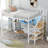 Full Metal Loft Bed With Desk, Small Wardrobe& LED Storage-1928606449