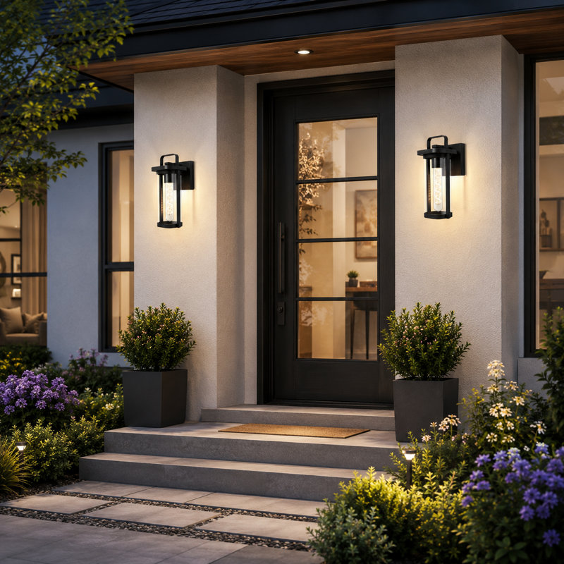 2 Pack  11”h 1-light Matte Black Outdoor Wall Lights, Outdoor Wall Sconce With Clear Glass(bulb Not Include)