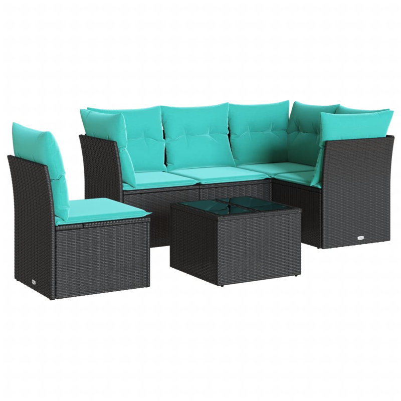 Ensemble de canapé de patio 6 pièces avec coussins pour l'extérieur, Sarcelle