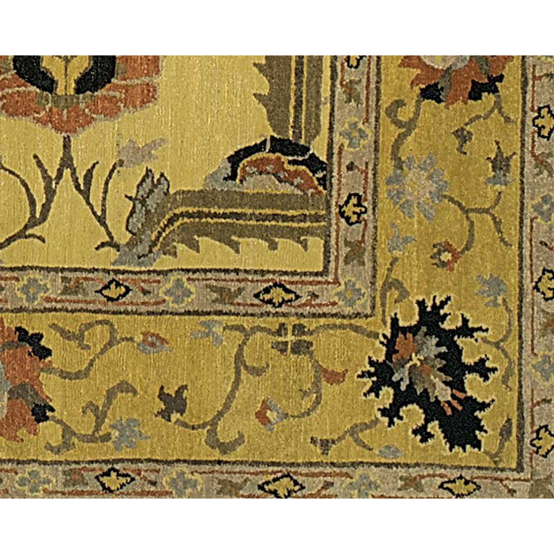 Kilkenny Wool Oriental Area Rug in Beige/Gold, Rectangle 3' x 5'