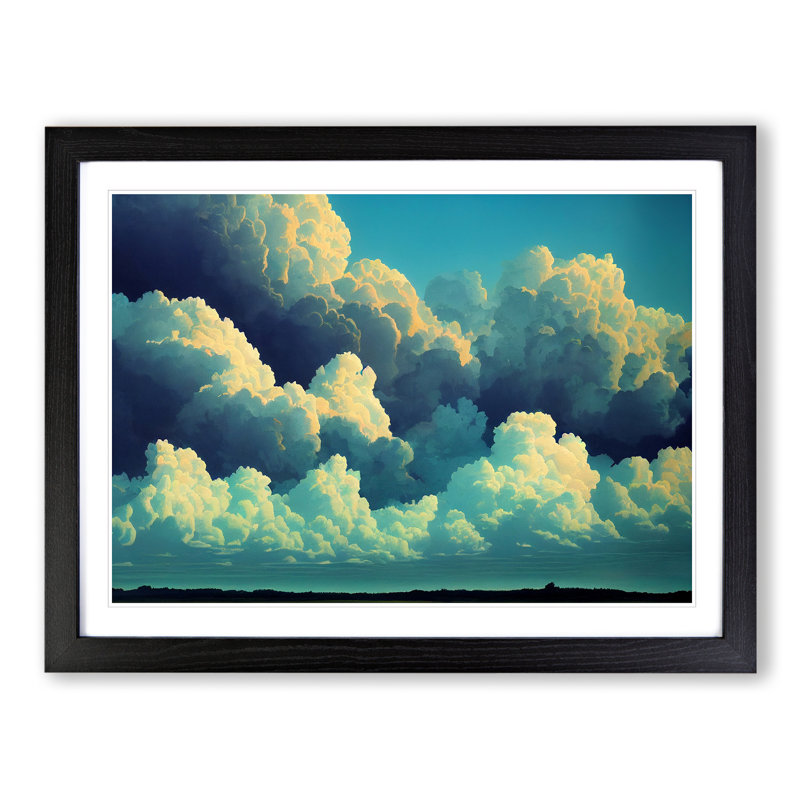 Pleasant Clouds - Single Picture Frame Print, Black Framed, 46cm H x 64cm W x 2cm D