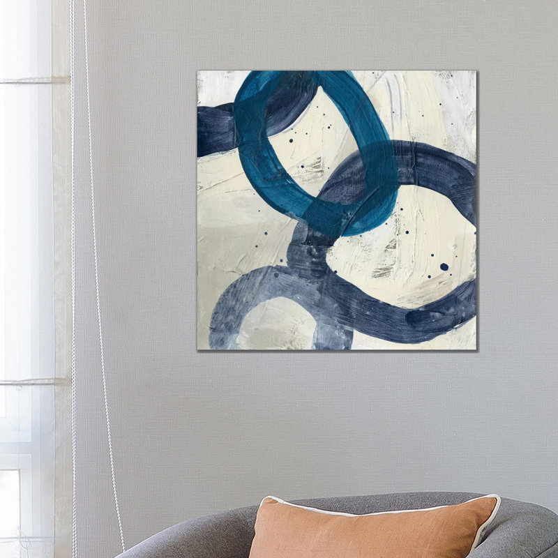 Reproduction d’art « Blue System II » par June Erica vess, H 26 po x l 26 po x P 1,5 po, Toile tendue, Pas de tapis