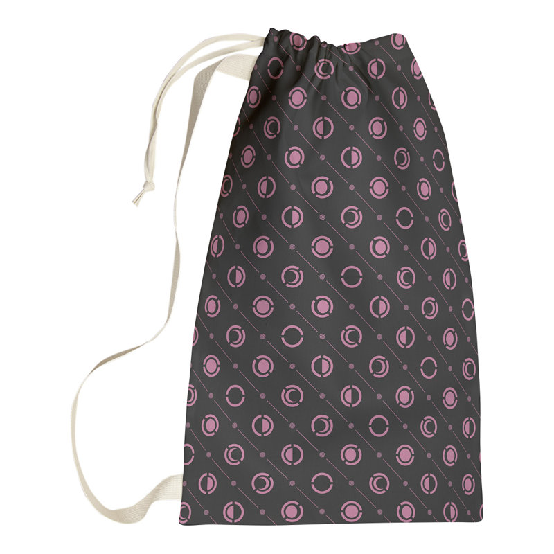 Skeffingt Fabric Laundry Bag with Handles, 29" H x 18" W x 1.5" D, Pink/Black
