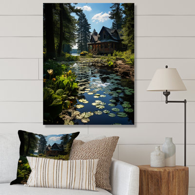 «Lakehouse Whispering Waters I - Cottage Wall Art Living Room»