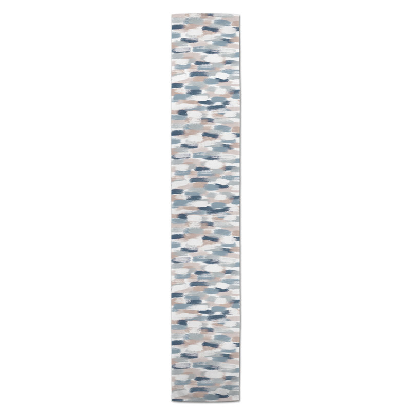 Maribeth Geometric Table Runner, 72" x 16", Blue, Abstract