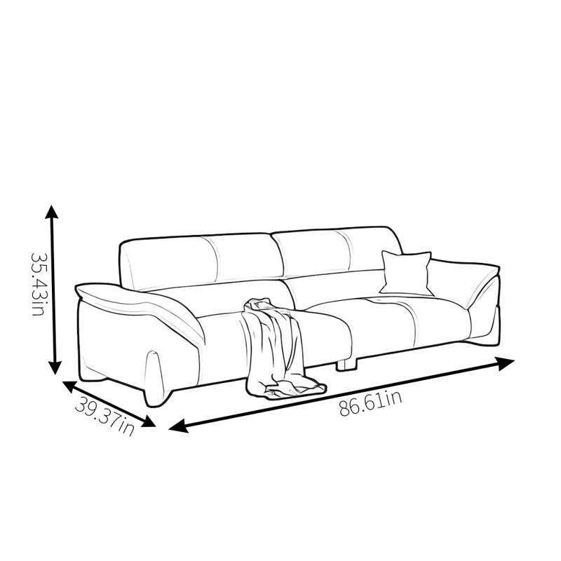 Canapé italien de style italien, 2, 35.43" H x 86.61" W x 39.37" D