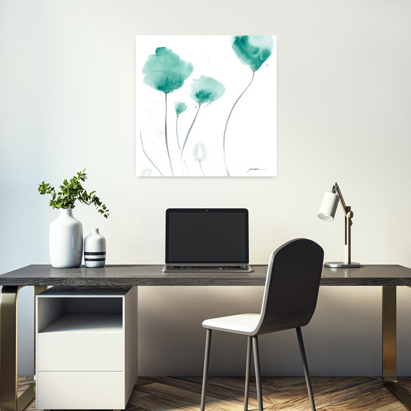 Art abstrait contemporain bleu sarcelle, H 18 po x l 18 po