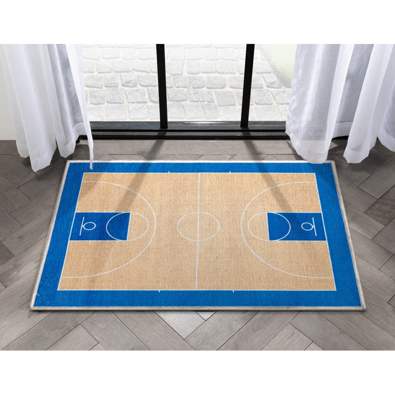 Tapis bleu clair Kehr Basketball Sports, Rectangle 2 pi x 3 pi