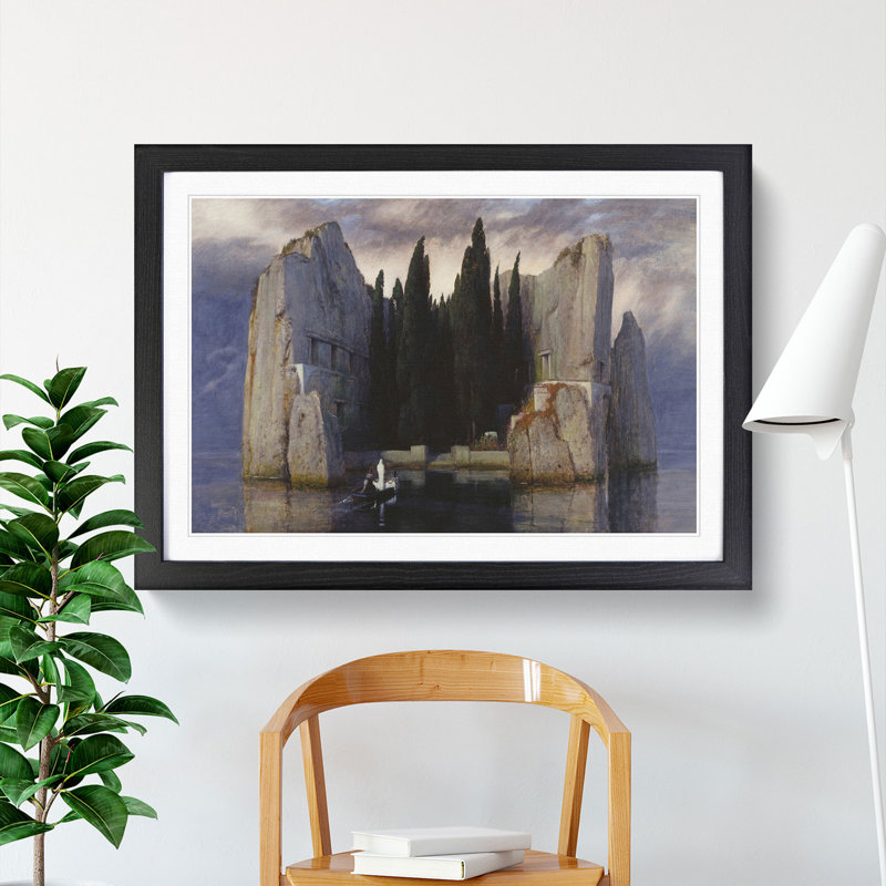 The Isle of the Dead Vol.2 by Arnold Bocklin - Picture Frame Painting, Black, 36cm H x 48cm W x 2cm D
