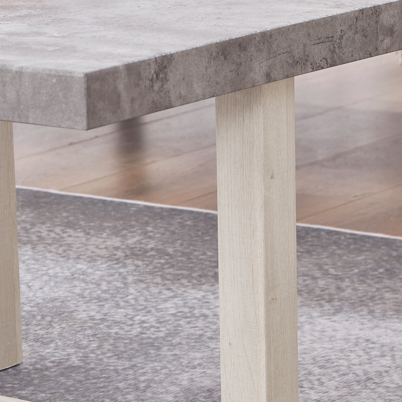 Table de bout contemporaine, Faux Concrete, Faux Concrete / White, White