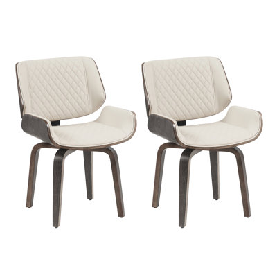 Mid-Century Modern Dining Chair - 360° Swivel(Set Of 2), PU Leather Upholstery, Ergonomic Design For Kitchen, Office & Dining Room