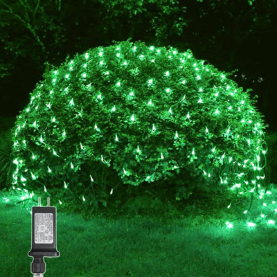 12ft x 5ft LED Net Lights, 8 Lighting Modes Green LED, Plug in Mesh Lights with Controller, Outdoor Christmas Holiday Net Lights for Bush Patio Garden Party Decor