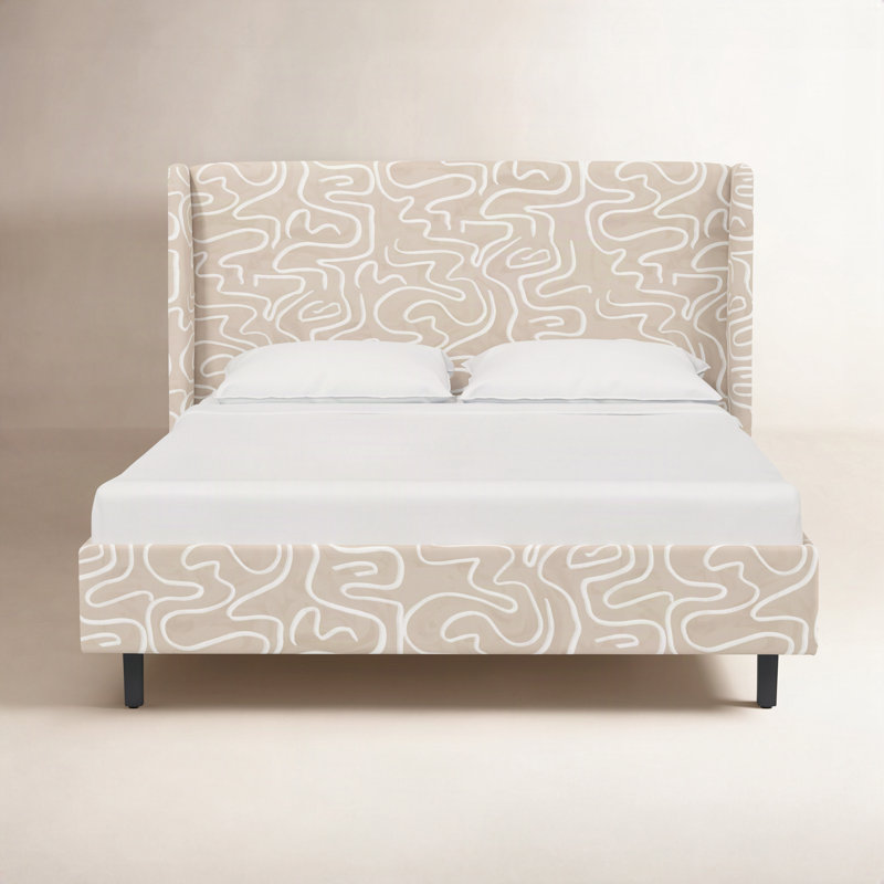 Laurel Upholstered Unfinished Wingback Bed, Twin
