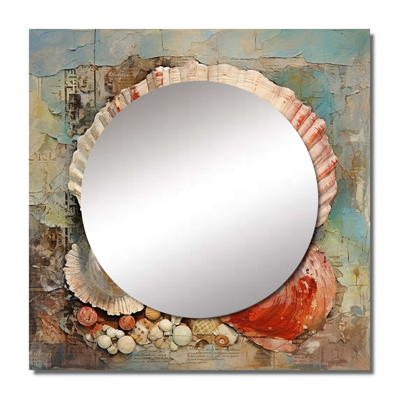 Décoration murale abstraite grand coquillage trésors II - animaux pour chambre à coucher, 23 po x 23 po