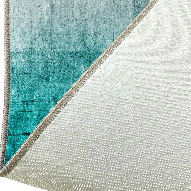 Tapis gris / vert tissé à la machine Darlana, Rectangle 4 pi 11 po x 7 pi 7 po