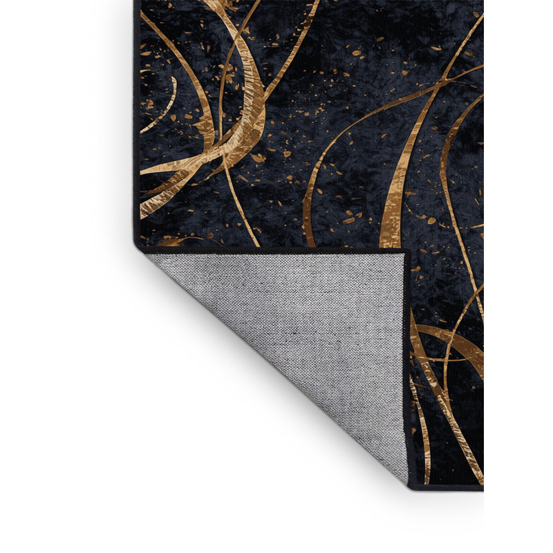 Tapis gris moderne et contemporain lavable à la machine Adamek New Years, 3 X 5