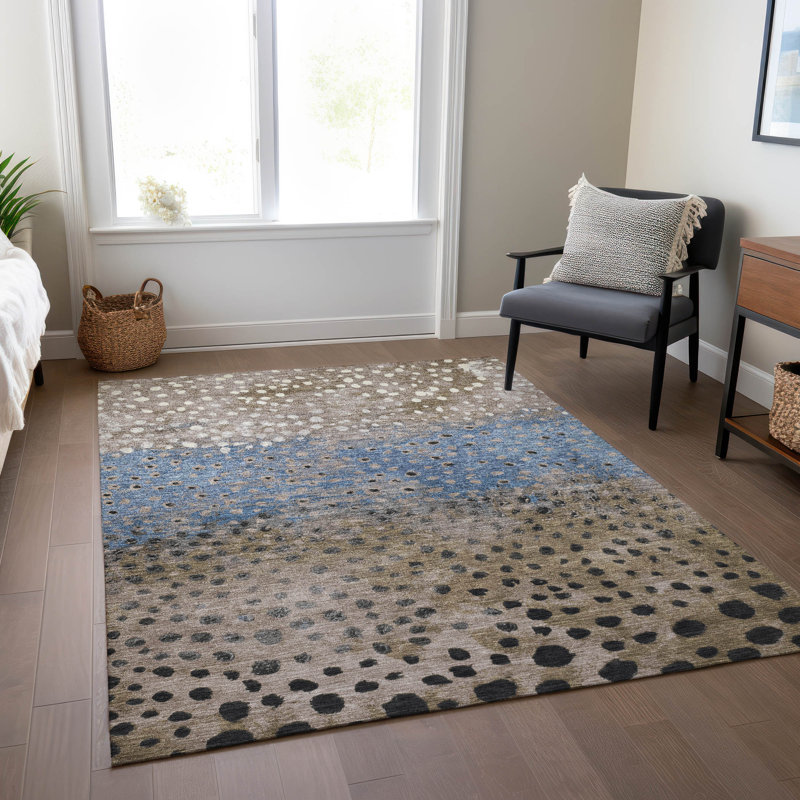 Machine Washable Indoor/Outdoor Christain ACN1369 Khaki Rug, Rectangle 9' x 12'