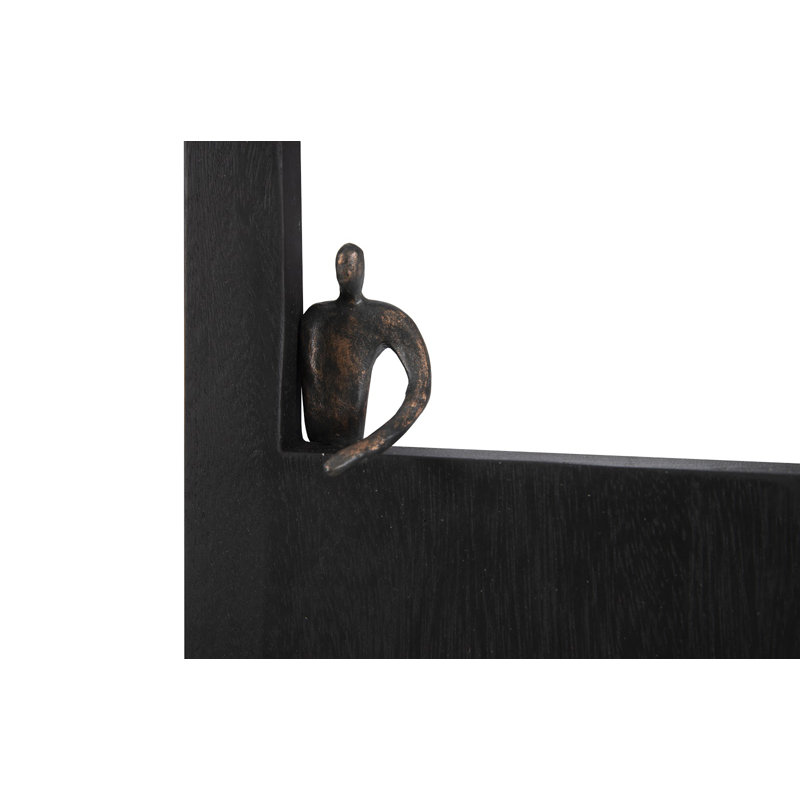 Atlas Black Acacia Wood and Metal Rectangle Wall Decor