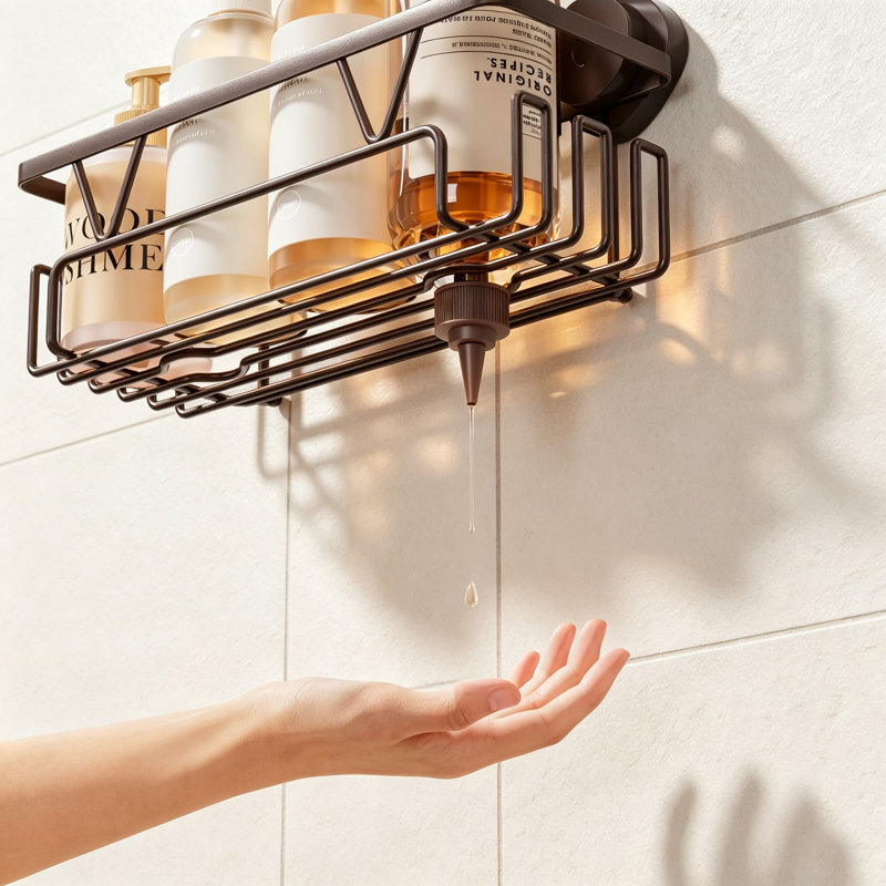 Bronze 3-Pack Suction Shower Shelves with Hooks