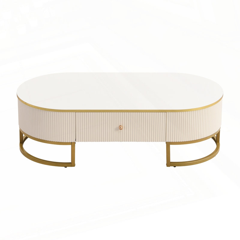Table basse ovale moderne avec tiroirs