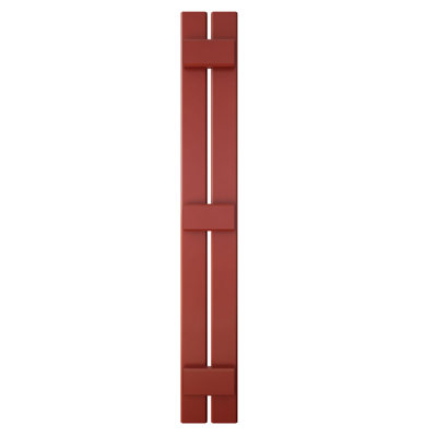 7 1/2"W x 79"H Americraft Two Board (3 Batten) Exterior Real Wood Spaced Board-n-Batten Shutters (Per Pair), Pepper Red