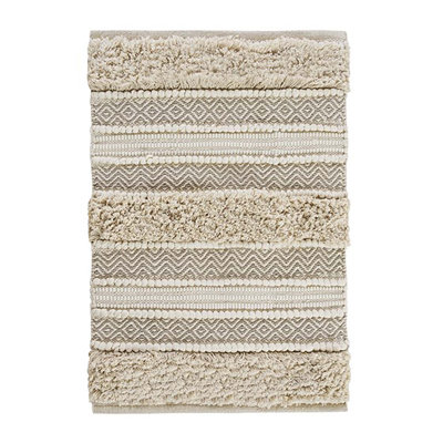 22x58" Woven Texture Stripe Bath Rug