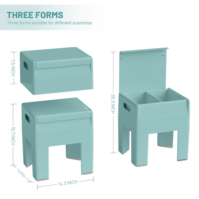 Tabouret de rangement moderne - Table de chevet en plastique multifonctionnelle, table de chevet facile à assembler dans la chambre / dortoir / petit espace | Bleu