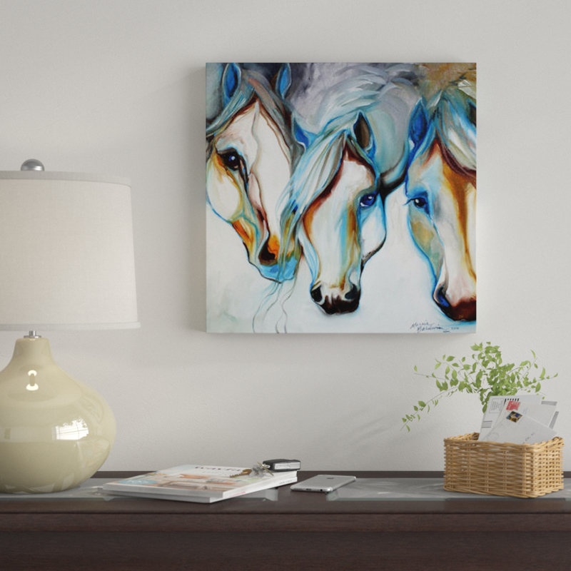 « 3 nobles équin abstract », reproduction sur toile, H 18 po x l 18 po x P 1,5 po, Toile avec cadre noir, Pas de tapis