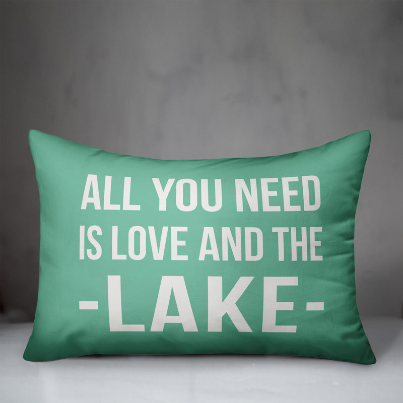 Textual Outdoor Throw Pillow, Mint Green