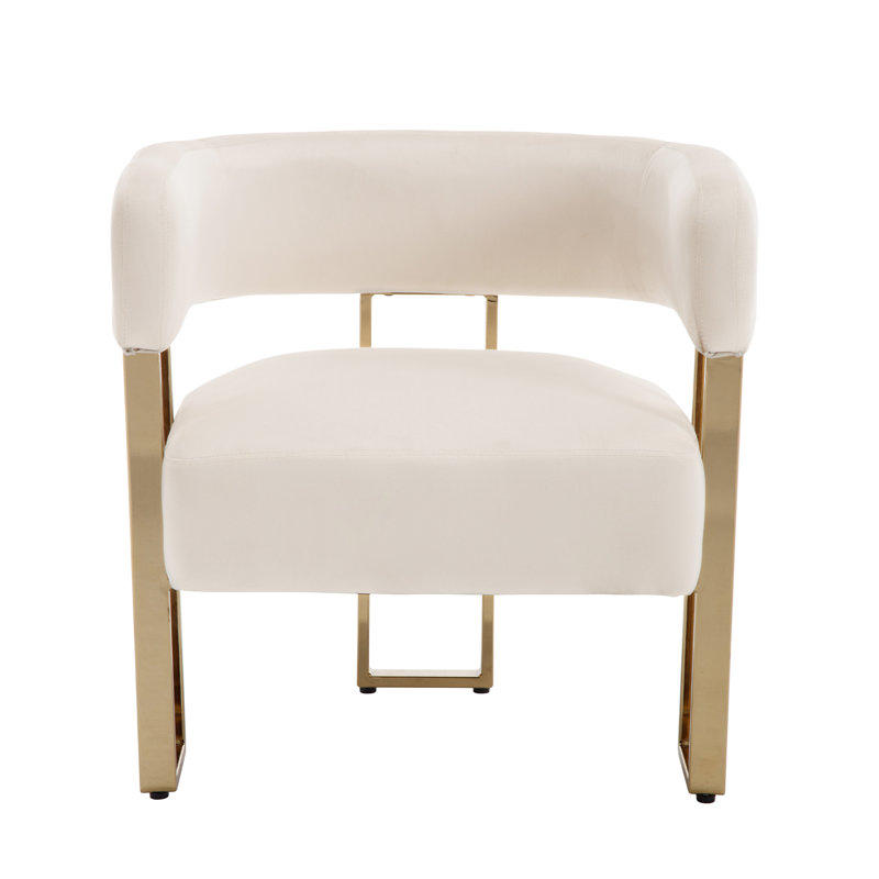 Nyjee Upholstered Barrel Chair, Beige Velvet