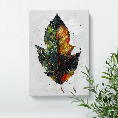 Paint Splashed Leaf - Wrapped Canvas
