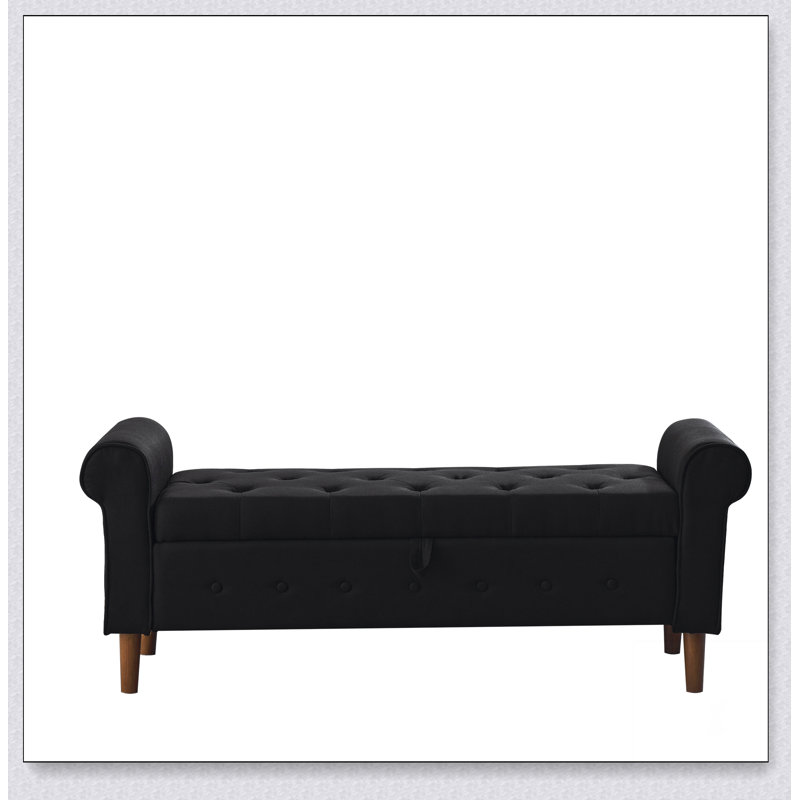Banc de rangement capitonné de 62 po pour la chambre à coucher 62 po, repose-pieds rembourré en tissu moderne, banc de fenêtre