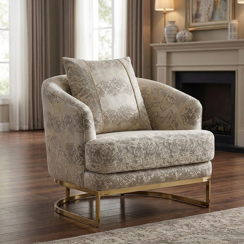 Chaise d'appoint en tissu de luxe moderne avec base dorée