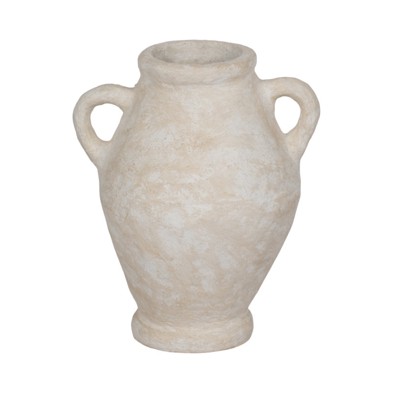 Beesan Decorative Terracotta Vase Handcrafted Amphora-Style with Dual Handles, 24" H x 18" W x 16" D