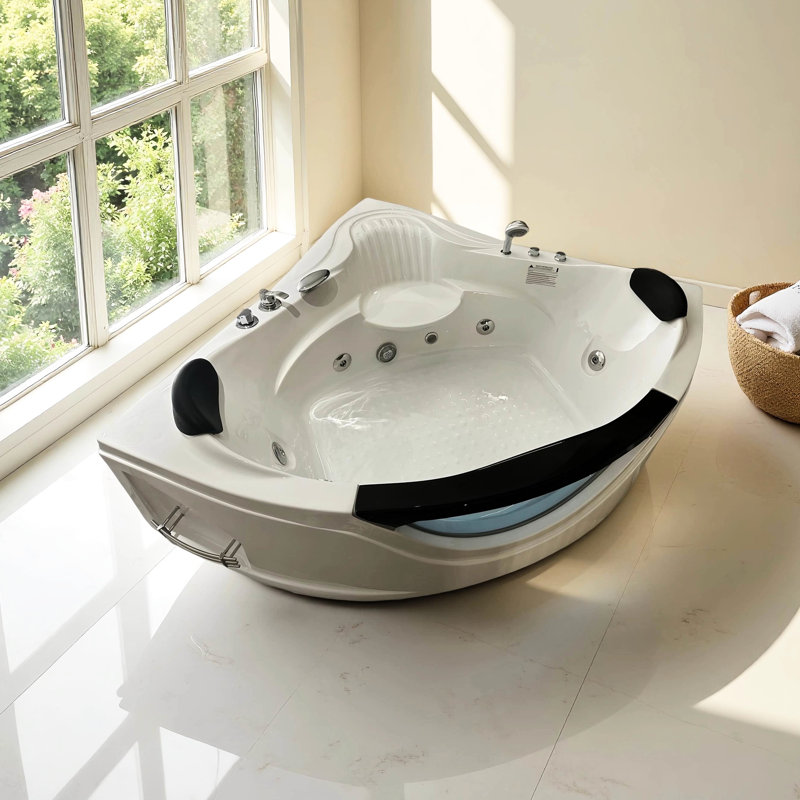 Baignoire de spa à jets de coin pour 2 personnes avec 6 jets, système et inclinaison confortable, améliorant votre détente Mood 59 po.