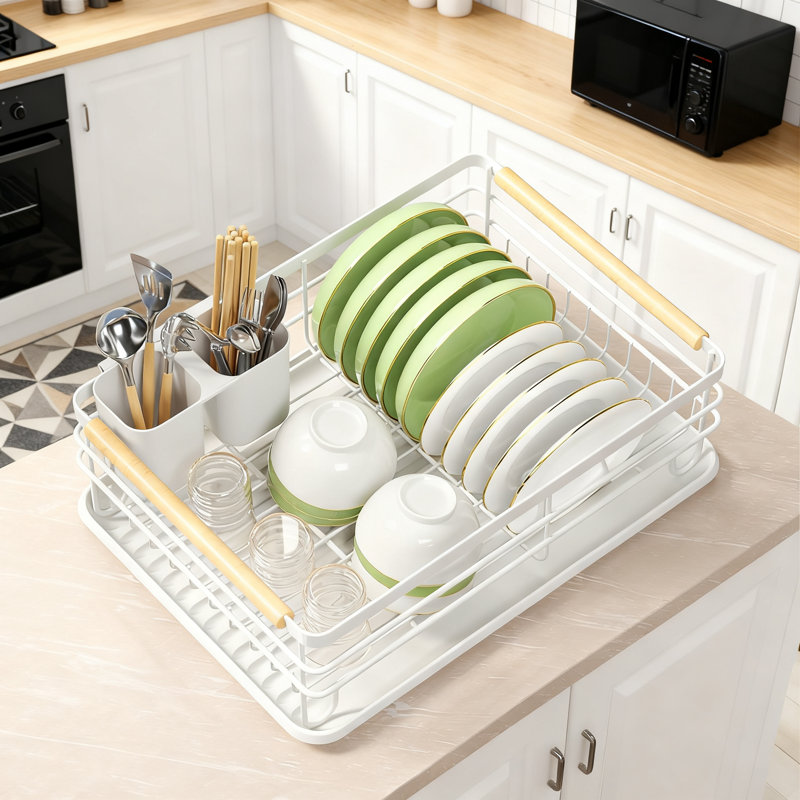 White Dish Racks for Kitchen Counter Drying Rack Kitchen