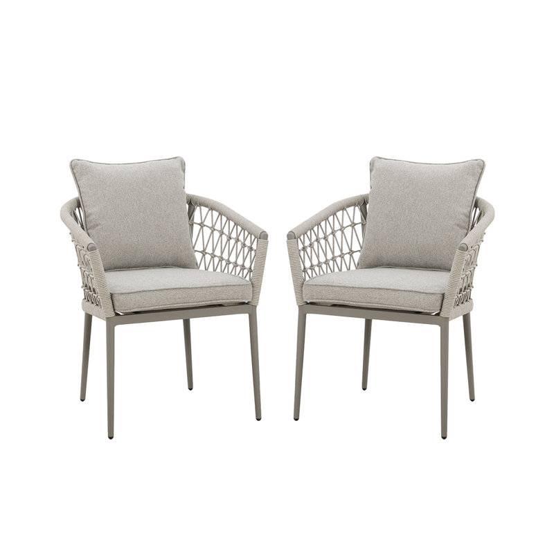 Anisul Patio Dining Side Chair with Cushion, Grey