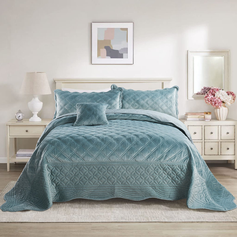 Ensemble de couette surdimensionné de 4 pièces en microfibre douce, Courtepointe de très grande taille, Bleu argenté