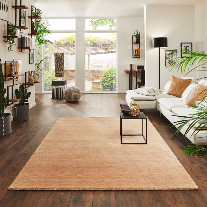 Daylynn Solid Colour Wool Hand Woven Area Rug, Rectangle 70 x 140cm