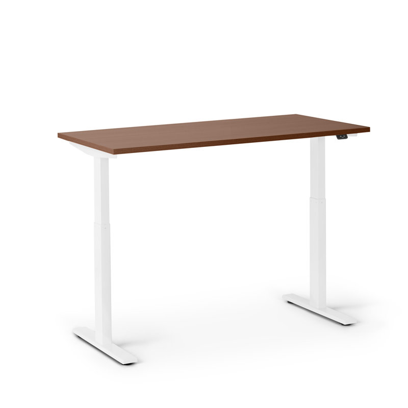 Series L 2S Adj Ht Sgl Desk, 48" H x 47.25" W x 27" D, Walnut/White