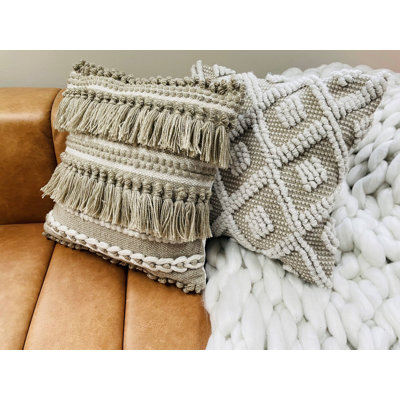 Fringed Outdoor Throw Pillow