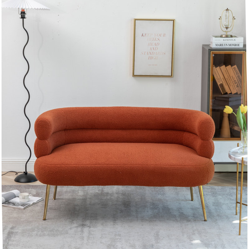 Demetrius  50'' Upholstered Loveseat, Burnt Orange Teddy Fabric