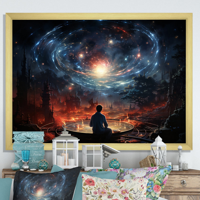 Marieke " Galaxy Luminous Voyage ", Cadre doré à une seule photo, H 30 po x l 40 po x P 1,5 po