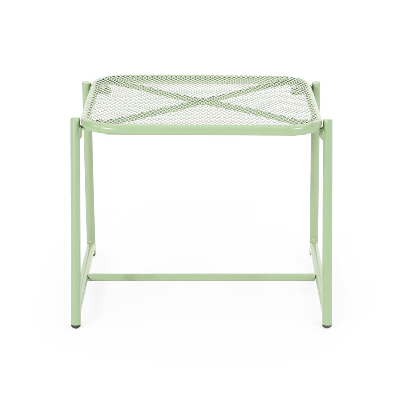 Table d'appoint en fer 15,5 po H, moderne avec ornement en maille, l 19,53 po x P 18,14 po, H 7,71 po
