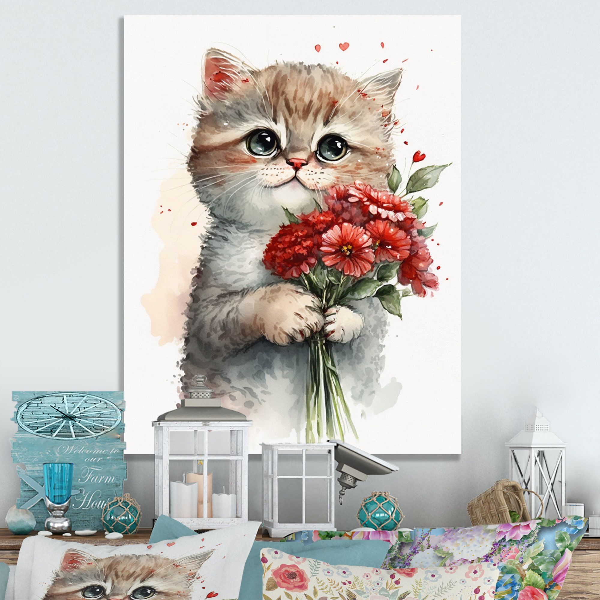 Cute cat with flower crown / Dogs and cats / Postcards / Postallove -  postcards made with love