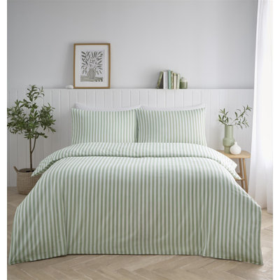 Cotton Blend Striped Duvet Cover Set