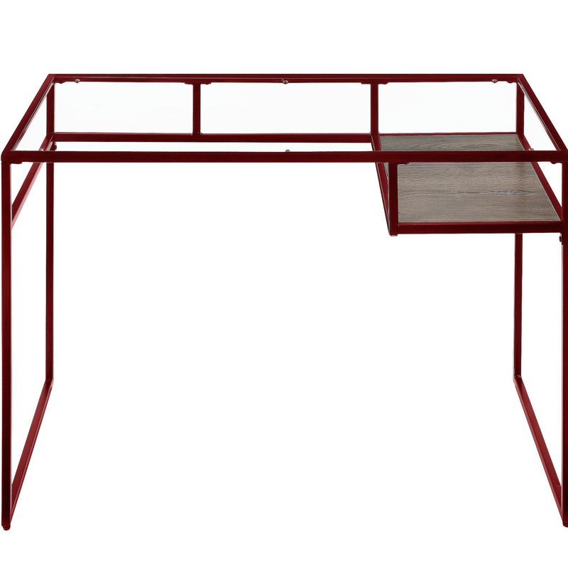 Yasin Glass Top & Red Finish Writing Desk